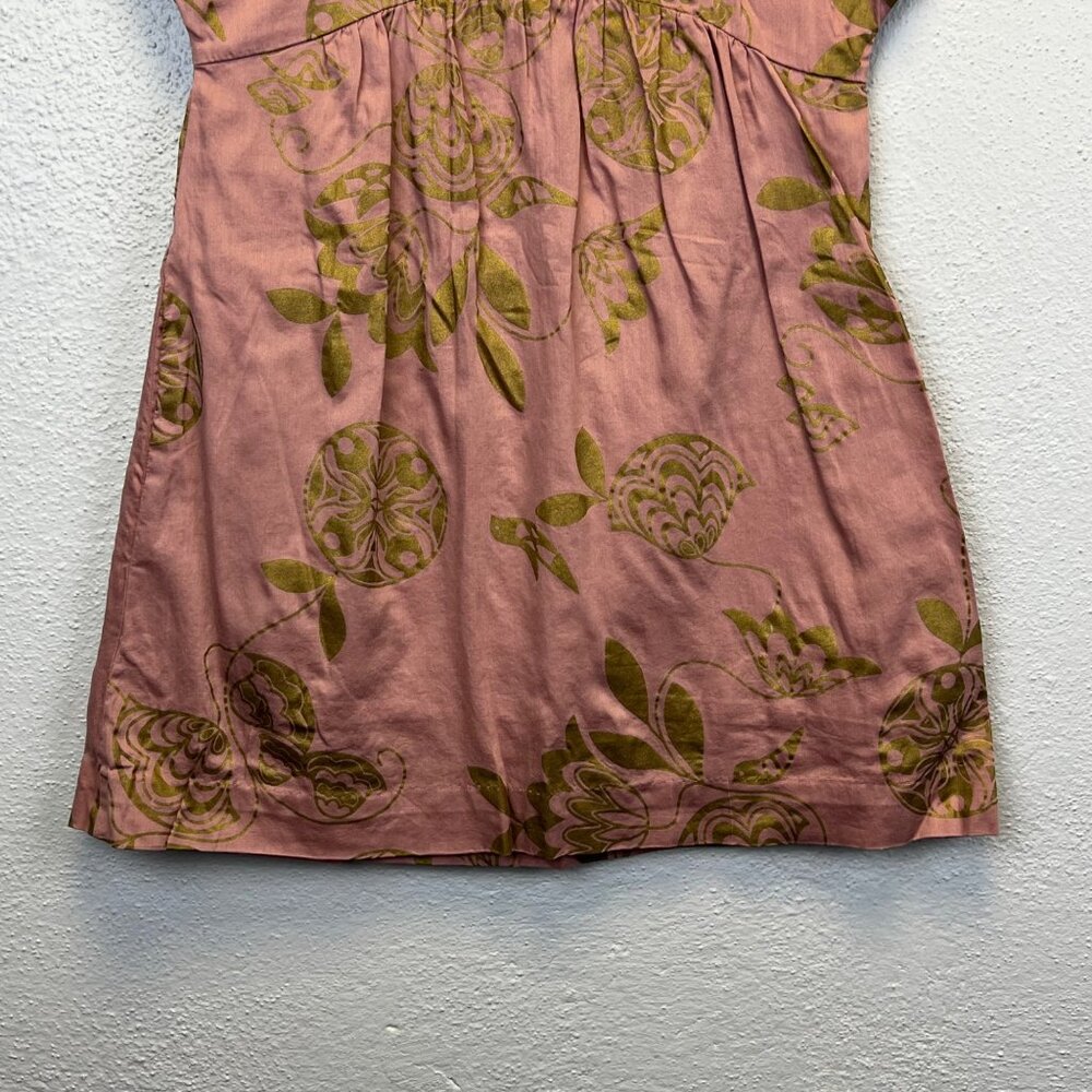 Tea Collection Girl's 100% Cotton Dusty Rose Floral Short Sleeve Dress - Size 6 - Picture 2 of 7